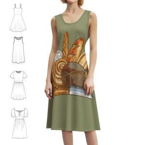 마늘빵 프레피 스타일 미니 드레스 여성용 A라인 루즈핏 캐주얼 데이 드레스 마늘빵 마늘빵 재미있는 마늘 여성용