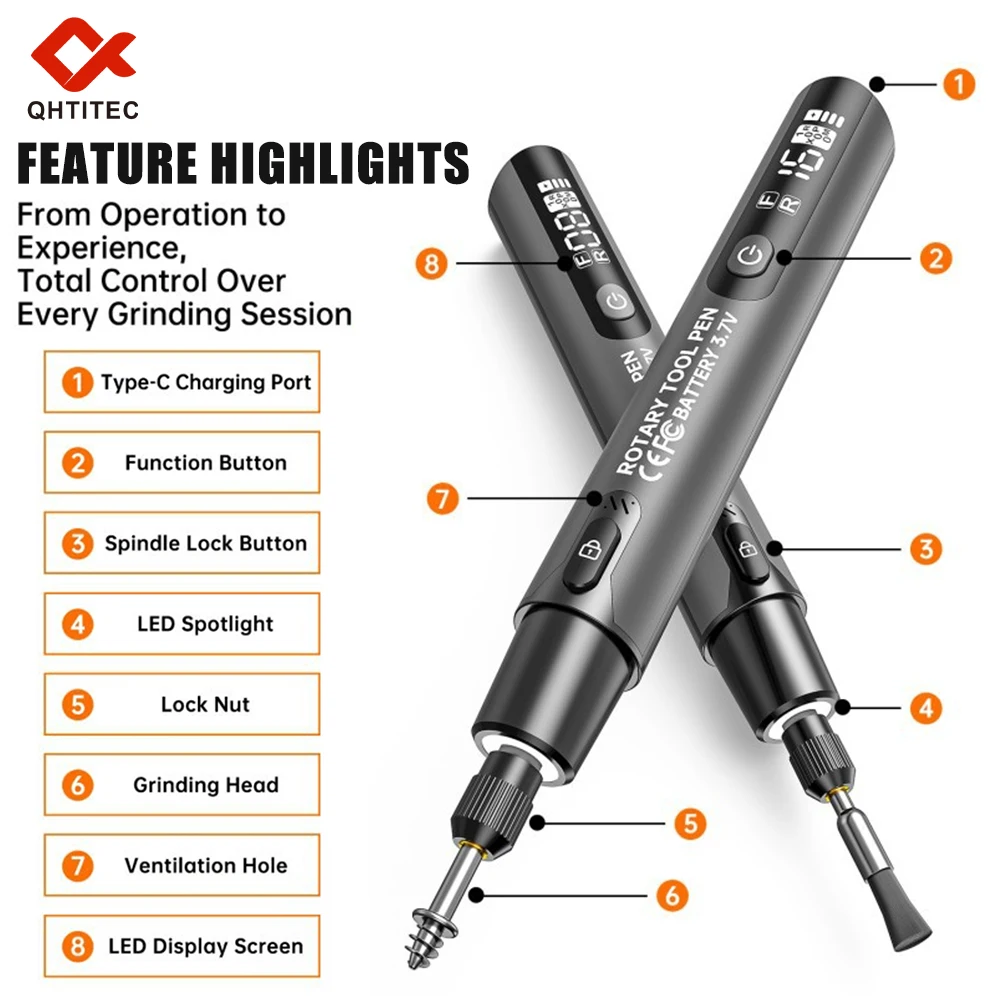 JCD 전기 미니 그라인더 조각 펜 4.2V 10000-16000r 무선 그라인더 코드리스 마이크로 로터리 도구 보석 금속용 드릴