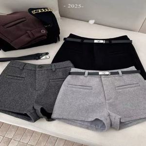 여성용 하이웨이스트 울 미니 반바지 가을 겨울 의상 A라인 캐주얼 부츠 친화적인 패셔너블하고 다재다능한 짧은 스커트