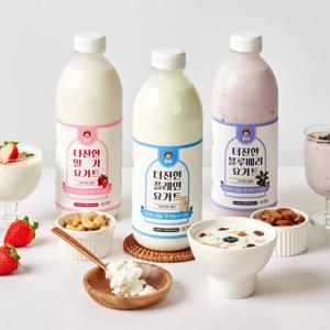 홍주부 더진한 플레인 요거트1L+1L  /플레인/딸기/블루베리 선택