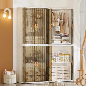 60cm 접이식 어린이 옷장 롤링 셔터 도어 수납장 침실 옷 장난감 정리함 아기 옷장