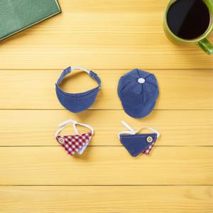 12Pcs 어린이 모자 미니 베레모 모자 삼각형 스카프 여름 보호 작은 인형 집 액세서리 파티 용품 사진 소품