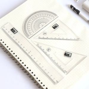 플라스틱 투명 눈금자 각도기 삼각형 눈금자, 측정 그리기, 학교 사무실 용품, 눈금자 문구류, 세트당 4 개