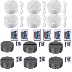 3D LED 램프 베이스 야간 조명, DIY 투명 아크릴 시트, RGB 색상, 원격 USB 케이블 조명 스탠드, 방 장식 선물, 2 개, 6/12 개