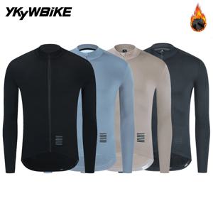 YKYWBIKE 남성용 사이클링 저지 겨울 및 가을 긴 소매 열 양털 안감 자전거 따뜻한 자켓 도로 자전거 MTB 의류
