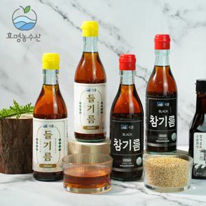 ★통깨로한번만짜낸★진한 참기름350ml+들기름350ml(총2병) HACCP 전통방식 착유