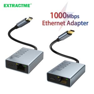 Extractme 1000Mbps 네트워크 카드 유형 C Chromecast 4K Google TV 스마트 폰 태블릿 Android 장치 용 마이크로 USB 이더넷 어댑터