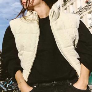 여성용 빈티지 럭셔리 패딩 니트 베이지 짧은 조끼 여성 우아한 겨울 두꺼운 따뜻한 민소매 파카 자켓 조끼