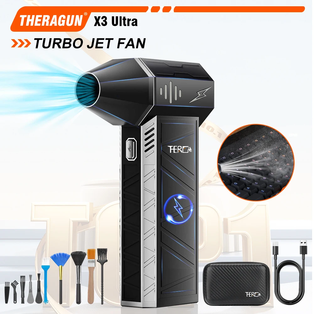 업그레이드된 X3Ultra 터보 팬 제트, 미니 휴대용 180000RPM 강력 압축 공기 먼지 제거기 (자동차 건조기/PC/가정 청소용)