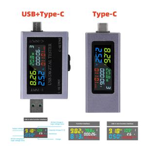 전압 측정기 전류 전압 용량 배터리 테스터 USB/Type-C 볼트 전류 감지기 충전기 용량 테스터 미터 DC 4-50V