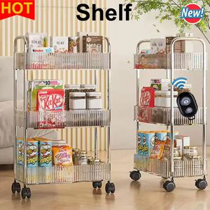 새로운 이동식 선반, 바퀴 달린 다층 수납 랙, 간식, 화장품, 잡화 정리용 가정용 트롤리, 3/4단 롤링 카트