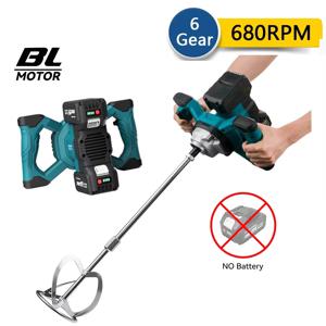 무선 전기 콘크리트 믹서 6단 브러시리스 시멘트 모르타르 플라스터 믹서 블렌더 페인트 믹서 마키타 18v 배터리용