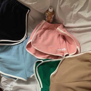 여성용 하이 웨이스트 얇은 스포티 캐주얼 바지 여름 블랙 핫팬츠 트렌디 걸스 루즈핏 바지 한국 스타일