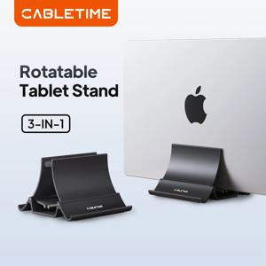 CABLETIME 수직 노트북 스탠드 MacBook Surface iPad Phone용 공간 절약형 다기능 태블릿 스탠드를 자동으로 수축