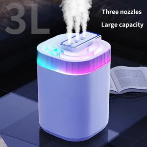 3L 초음파 가습기 야간 조명 및 3개의 노즐이 있는 쿨 미스트 가습기 가정용 조용한 USB 아로마 가습기
