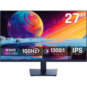 27인치 QHD(2560 * 1440) 100Hz 컴퓨터 모니터 - IPS 패널, 블루라이트 차단 화면, 100% 고색재현율, 123% sRGB, F 지원