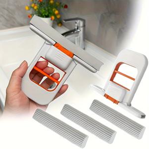2/8개 셀프 스퀴징 데스크탑 걸레 핸드헬드 스펀지 걸레 가정용 욕실 주방 접이식 테이블탑 스크러버 미니 청소 도구