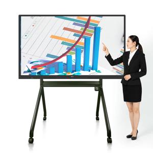 65인치 높이 조절 가능 360도 회전 양면 인터랙티브 교육용 화이트보드, 바퀴 달린 대형 이동식 화이트보드