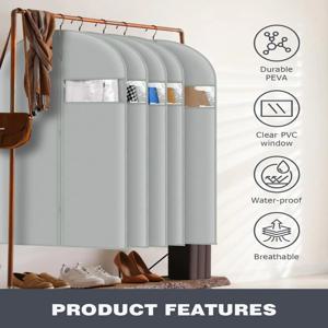 지퍼가 달린 두꺼운 의류 정장 옷걸이 커버 가방, 옷을 걸기위한 옷장 보관 먼지 코트 커버, 통기성 드레스 가운 가방