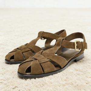 스웨이드 직조 레트로 메탈 버클 디자이너 샌들 여성용 속이 빈 글래디에이터 슈즈 여름 2026 플랫 비치 슈즈 여성용 신발