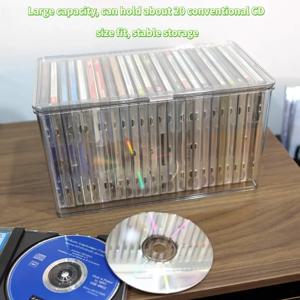 뚜껑이 있는 아크릴 CD 레코드 보관함 - 디스크, DVD, PS4 CD용 방진 투명 케이스, 가정용 적층형 미디어 정리함
