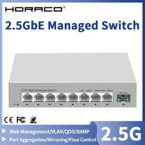2.5GbE 관리형 스위치 8포트 2.5GBASE-T 네트워크 스위처 10G SFP+ 슬롯 업링크 웹 관리형 허브 인터넷 분배기 팬리스