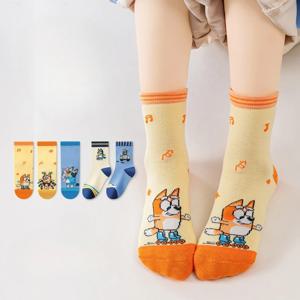 5pcs 블루이 빙고 패션 귀여운 양말 애니메이션 캐릭터 남성과 여성 야외 사이클링 편안한 양말 생일 선물