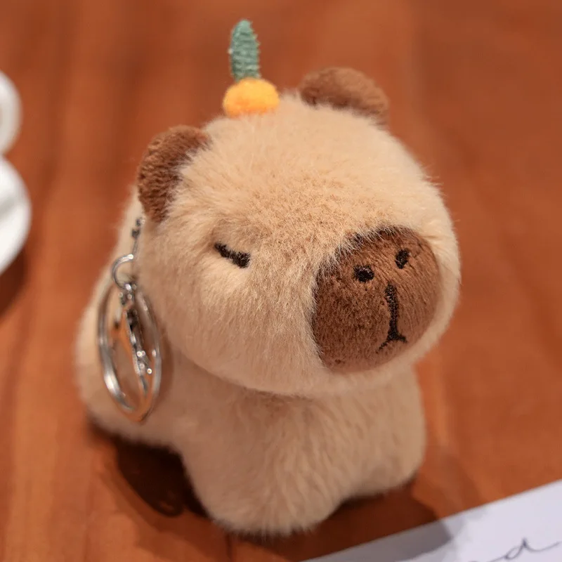 Capybara 플러시 장난감 펜던트 Capibara 플러시 키 체인 Kawaii 가방 열쇠 고리 귀여운 강아지 고양이 인형 자동차 장식 크리스마스 선물
