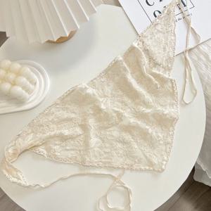 2025 새로운 스타일 레이스 삼각형 바인더 Headscarf 베이지 프랑스 농장 스타일 소녀 한국어 스타일 Ins 스타일 레이스 업 헤어 밴드 발가락 모자