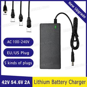 42V 54.6V 2A 배터리 전원 어댑터 리튬 배터리 팩용 AC100-240V 36V 48V 2A 리튬 배터리 충전기 5개 플러그 EU / US 플러그