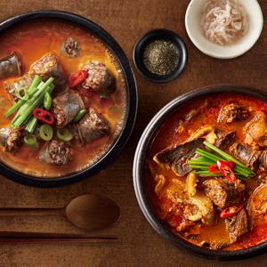 [솔로식당] 열 순대국 X 3팩 + 열 순대만 순대국 X 3팩 (팩당 450g)