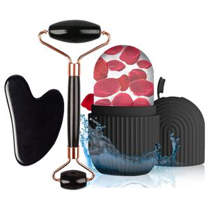 얼음 페이스 롤러 세트, 얼굴 롤러 괄사 페이스 도구 세트, 마사지 도구 롤러 리프팅 윤곽 도구 몰드 큐브