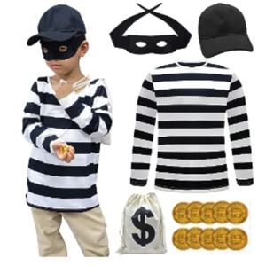 영화 수감자 도둑 코스프레 의상 은행 강도 변장 액세서리 어린이를위한 설정 할로윈 카니발 파티 의류 역할 놀이