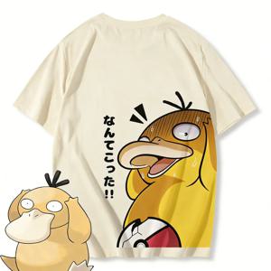 포켓몬 Psyduck 애니메이션 T 셔츠 남성 여성 캐주얼 코튼 반팔 티셔츠 여름 Y2k streetwear 그래픽 프린트 2026 새로운 만화