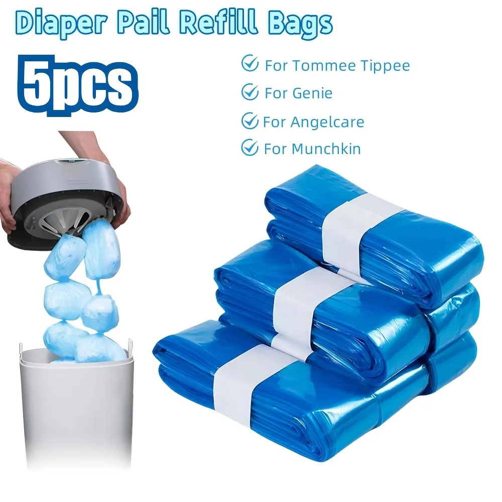 5팩 두꺼운 탈취 기저귀 쓰레기통 리필 코어 (기저귀, 애완동물 배설물용) 톰미 티피 대부분의 쓰레기통에 호환 가능