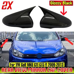 폭스 바겐 골프 6 MK6 GTI GTD 2009-2013 사이드 리어 뷰 미러 캡 커버 용 VW 용 2x 카본 룩 사이드 윙 미러 커버