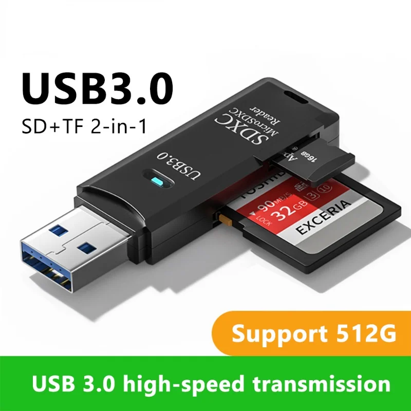 USB 3.0 마이크로 SD TF 카드 리더, 고속 멀티 카드 라이터 어댑터, 플래시 드라이브 노트북 액세서리, 2 in 1