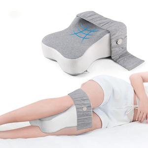 옆으로 자는 사람들을 위한 긴 14인치 무릎 베개, 허벅지와 무릎을 완벽하게 지지하여 필요한 무릎 분리가 가능합니다 - 다리 베개 - 대형, 회색