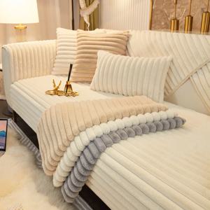 두꺼운 플러시 소파 매트 겨울 따뜻한 소파 커버 L 자형 단면 미끄럼 방지 소파 커버슈퍼 부드러운 누비 이불 소파 타월