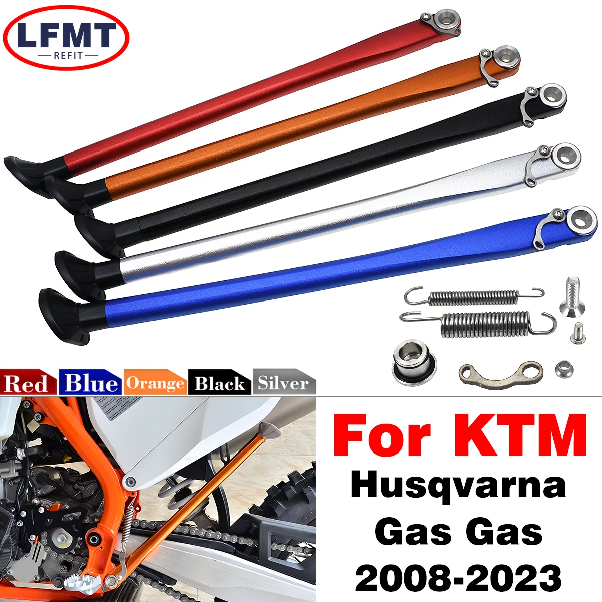 KTM XC XC-W XCF XCF-W EXC EXC-F EXC-R Six Days TPI 125 150 250 300 350 450 500용 스프링 키트가 포함된 오토바이 주차 사이드 스탠드