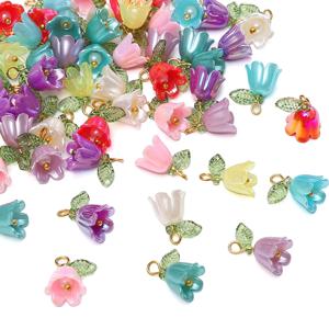 11x14mm 2-10Pcs 아크릴 은방울꽃 꽃 봉오리 비즈 컬러 루즈 비즈로 도금, 손으로 만들어진 DIY 만들기 보석 브라