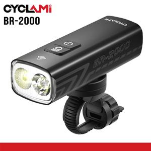 2000 루멘 CYCLAMI 자전거 헤드 라이트 자전거 손전등 핸들 바 TPYE-C MTB 도로 하이라이트 BR2000 전면 램프 라이트 알루미늄 합금 산악 자전거 로드 바이크 자전거 전조등 자전거용 전조등