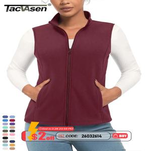 TACVASEN 여성용 썬리스 베스트 가을 겨울 보온 힙킹 골프 허리코트 소프트 캐주얼 외투 4개 주머니