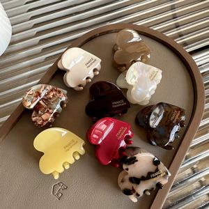 정교하고 심플한 하트 모양 아세트산 헤어 클립, 한국 스타일 여성/소녀용 헤어 집게핀, 헤어 액세서리