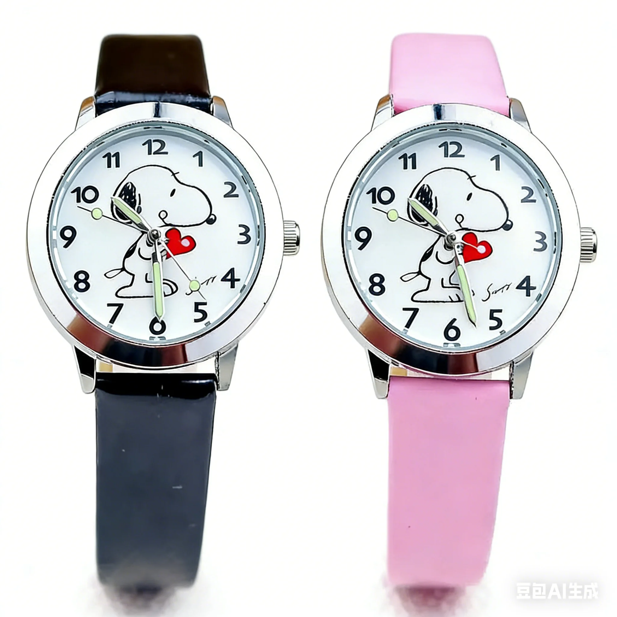 귀여운 스누피 어린이 쿼츠 시계 카와이 애니메이션 피규어 키즈 손목시계 패션 야광 다채로운 바늘 시계 선물 소년용