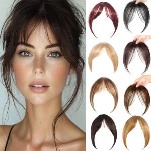 8자 프렌치 앞머리 가발 여성용 합성 BB 클립 푹신한 탑 리이슈 8자 앞머리 얇은 투명 헤어핀