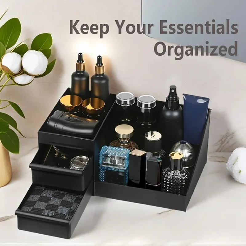 남성용 향수 정리함, 서랍이 있는 향수 & 콜론 스탠드, 모던한 욕실 화장대 상단 수납, 카운터 정리함