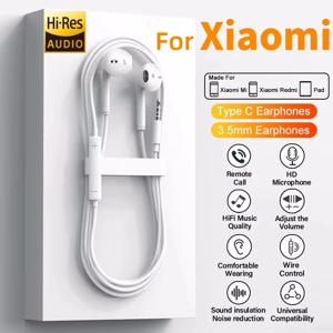 타입 C 3.5mm 샤오미 미 15 14 13 레드미 K70 K60 K40 노트 12 11 프로 화웨이 메이트 삼성 S23 유선 이어폰용 정품 헤드폰