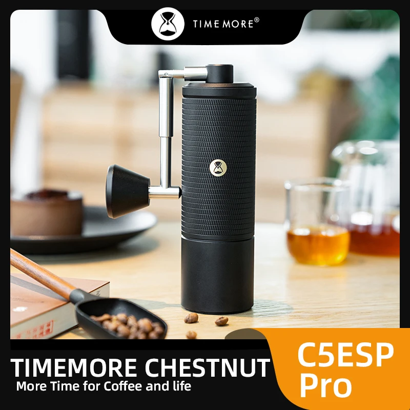 타임모어 체스넛 C5 ESP PRO 에스프레소 수동 핸드 커피 그라인더 조절 가능한 스틸 코어 버, 청소 브러시 포함, 야외 휴대용