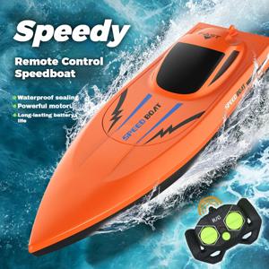 고속 RC 보트 원격 제어 - 야외 호수 및 연못을 위한 방수 어린이 수영장 경주 장난감 어린이 소년을 위한 이상적인 생일 선물